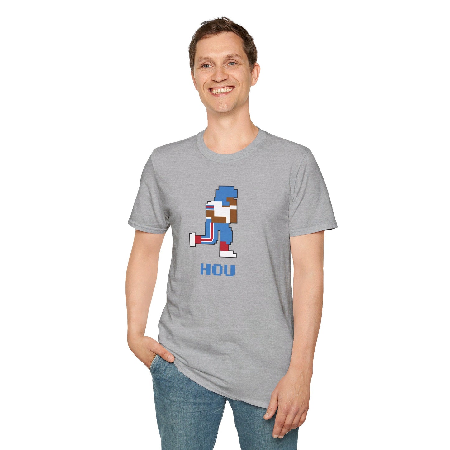 8-Bit Retro Throwback Houston Football Unisex Softstyle T-Shirt