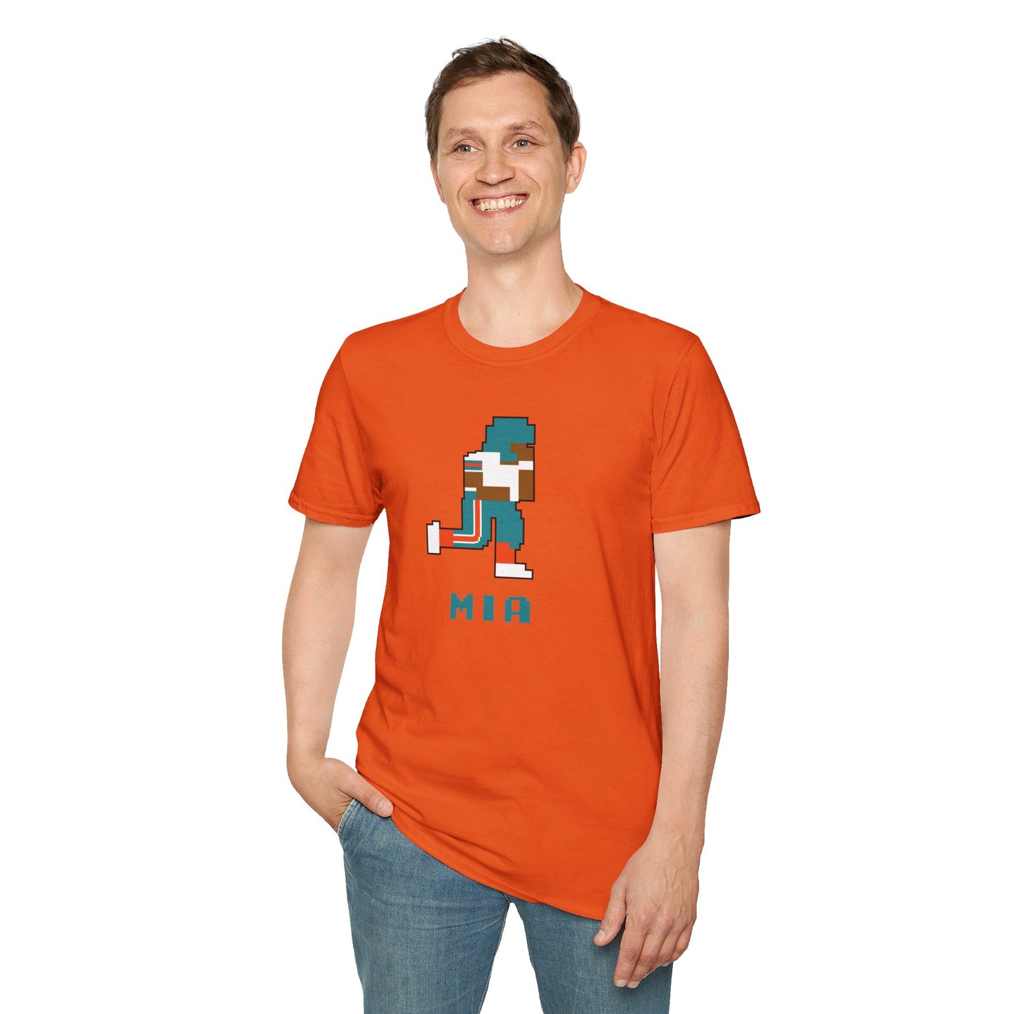 8-Bit Retro Miami Football Unisex Softstyle T-Shirt