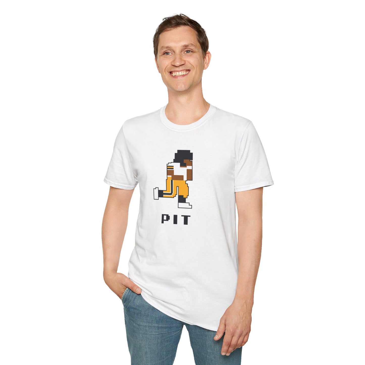 8-Bit Retro Pittsburgh Football Unisex Softstyle T-Shirt