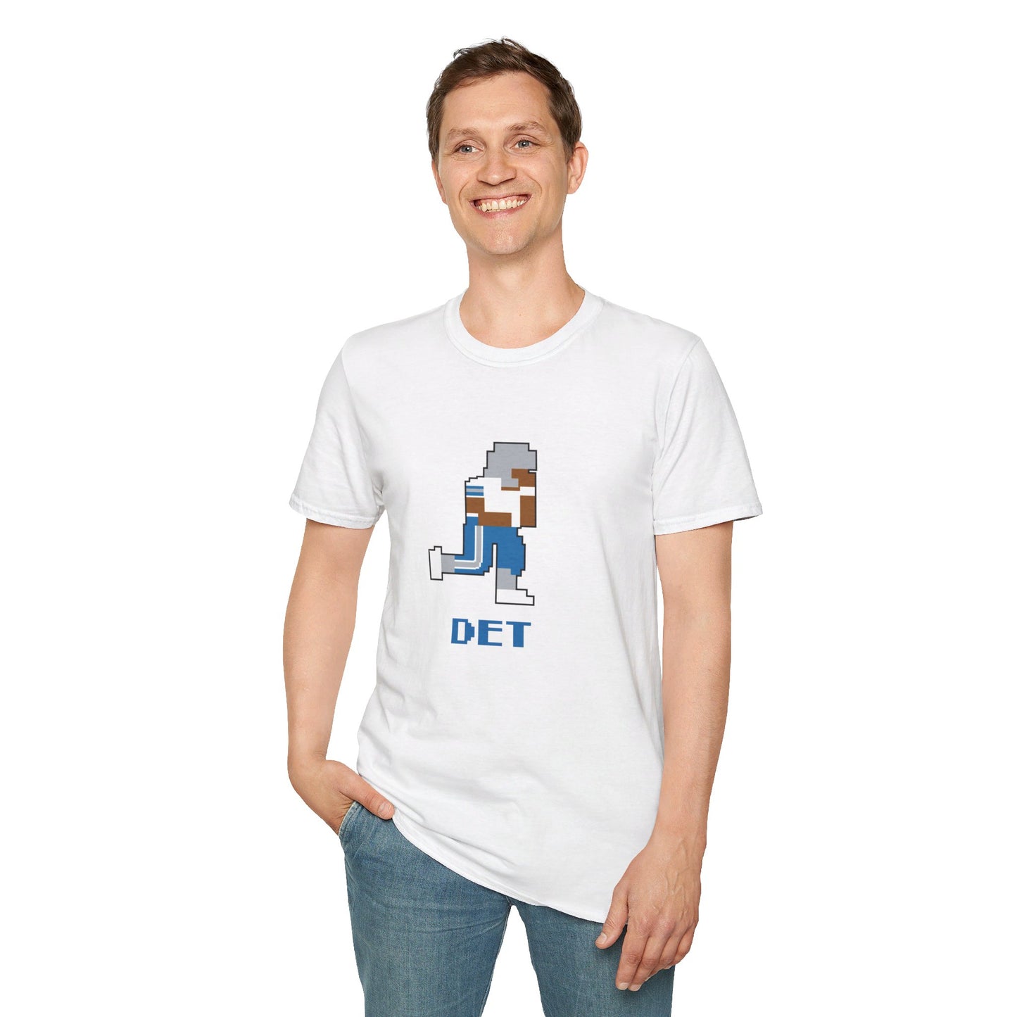 8-Bit Retro Detroit Football Unisex Softstyle T-Shirt