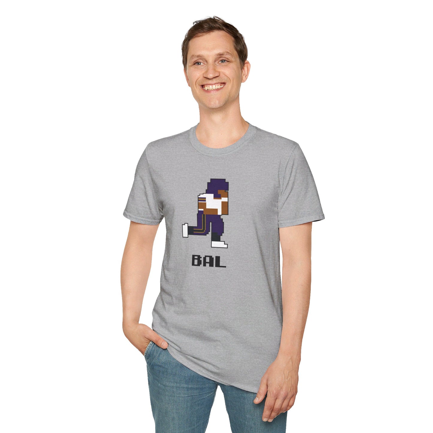 8-Bit Retro Baltimore Football Unisex Softstyle T-Shirt