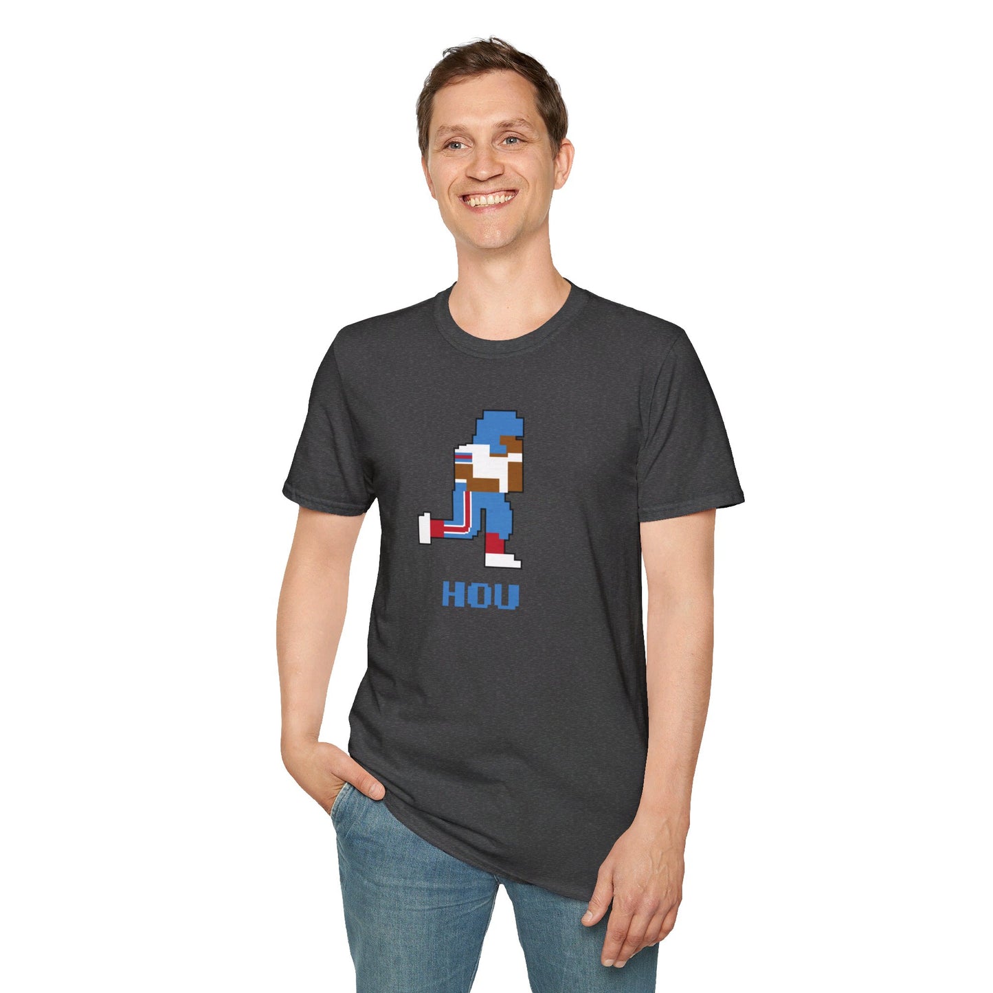 8-Bit Retro Throwback Houston Football Unisex Softstyle T-Shirt