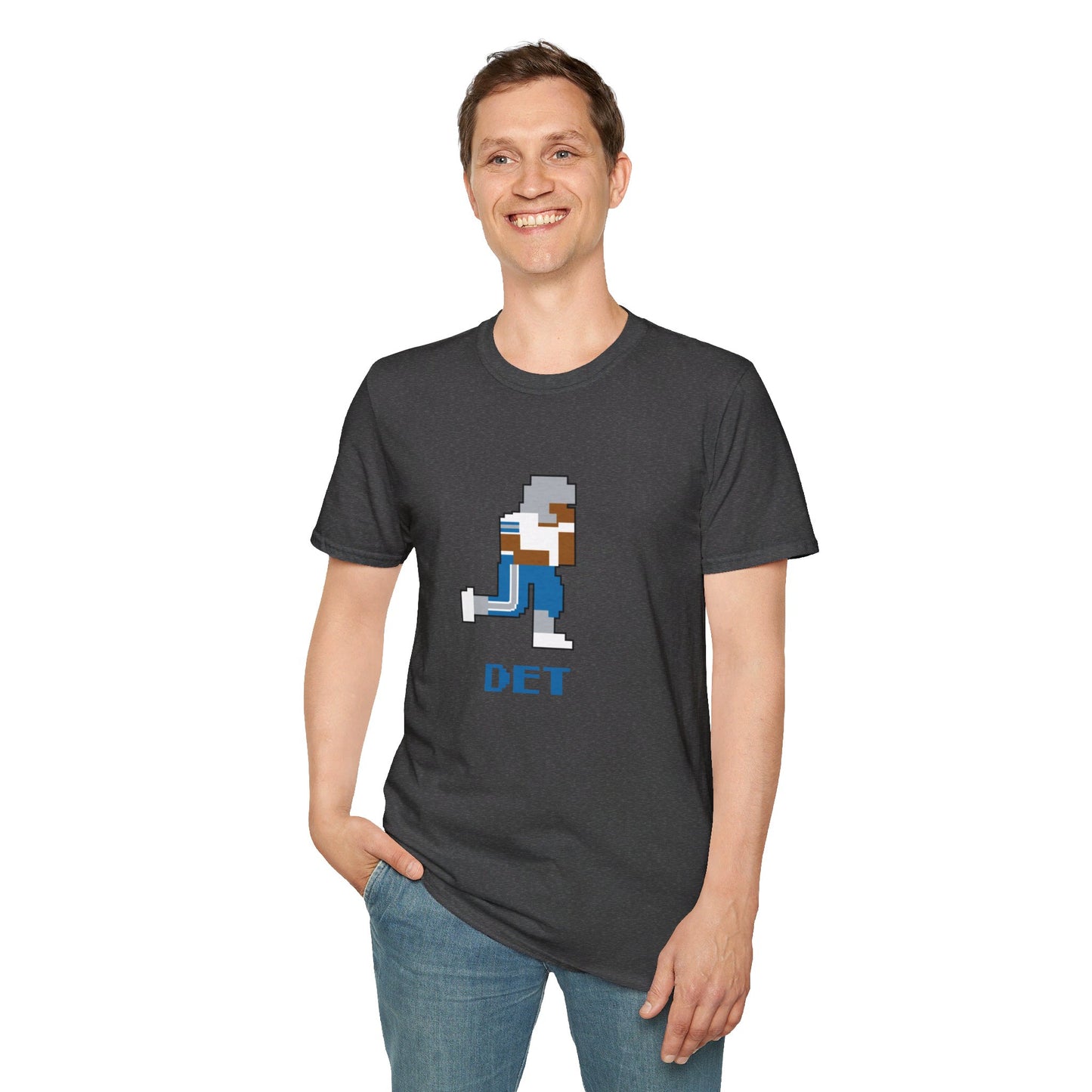 8-Bit Retro Detroit Football Unisex Softstyle T-Shirt