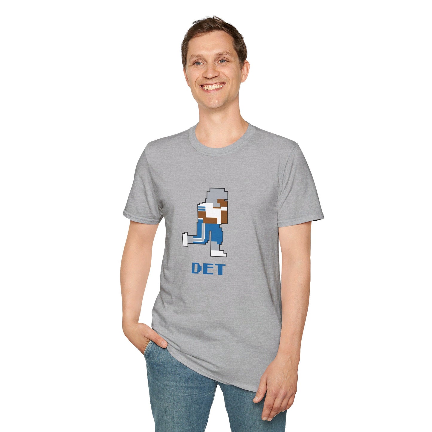 8-Bit Retro Detroit Football Unisex Softstyle T-Shirt